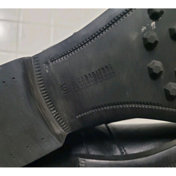 La Canadienne Black Leather Zip Up Ankle Boots Sz 8.5M 37013 Side Buckle - Picture 12 of 13